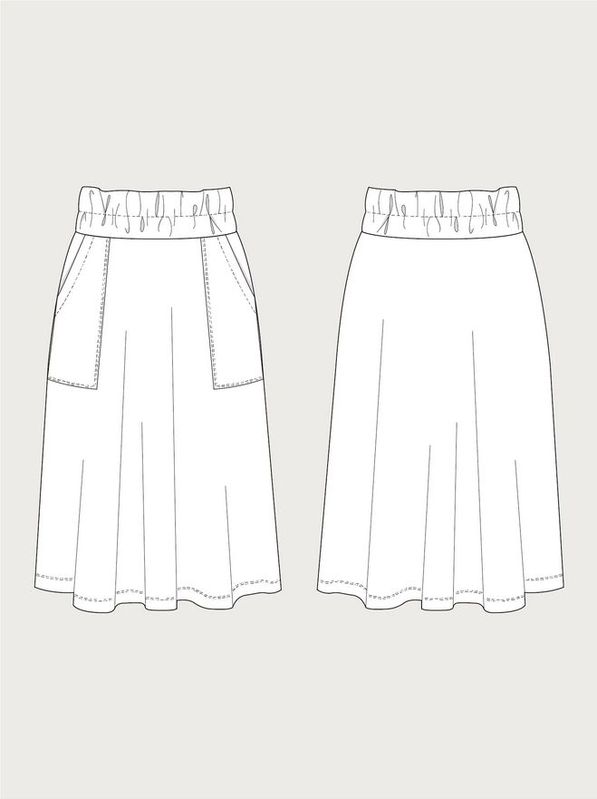 The Assembly Line ELASTIC WAIST SKIRT MAXI PATTERN XS - L