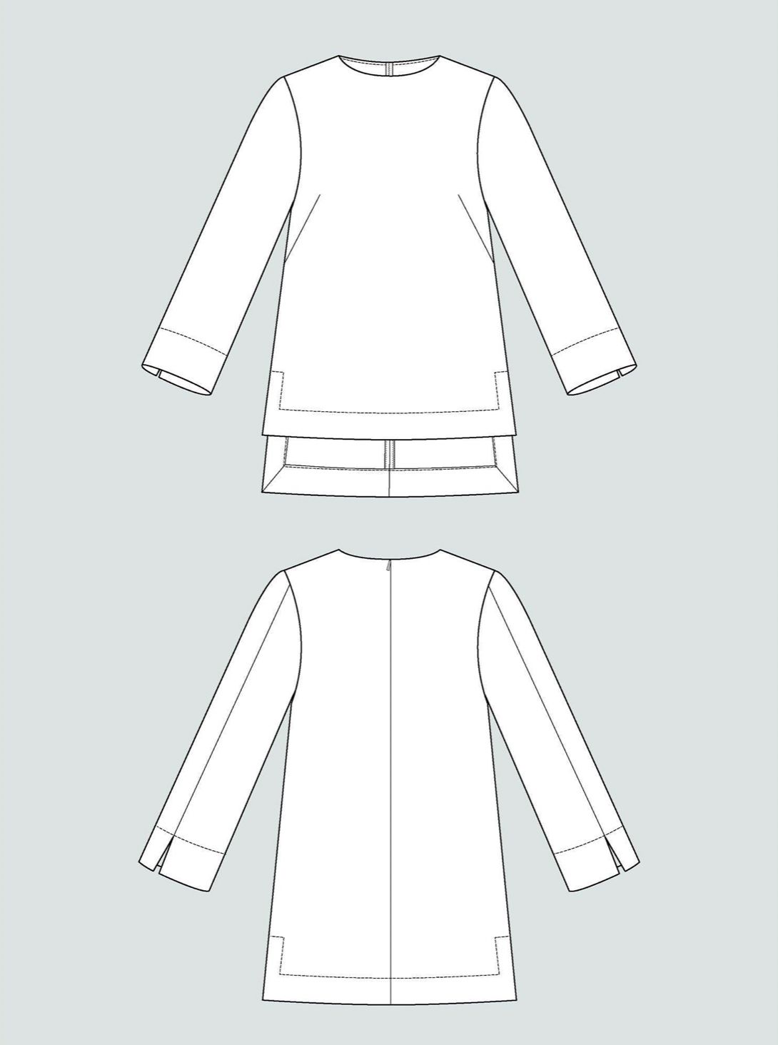 The Assembly Line LONG SLEEVE TUNIC PATTERN XS - L