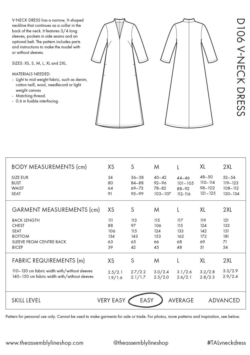 The Assembly Line V-NECK DRESS PATTERN