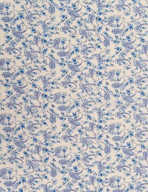 Cotton Lawn Fabric - Dotted Swiss - Paisley Floral Blue