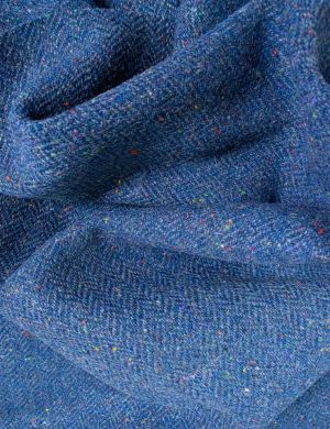 Irish Wool Tweed Fabric - Herringbone - Blue