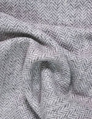 Irish Wool Tweed Fabric - Herringbone - Grey