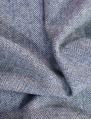 Irish Wool Tweed Fabric - Herringbone - Blue Grey