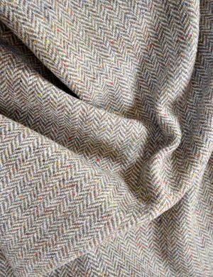 Irish Wool Tweed Fabric - Herringbone - Barley