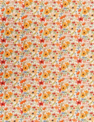 Printed Cotton Lawn Fabric - Cosmos Orange