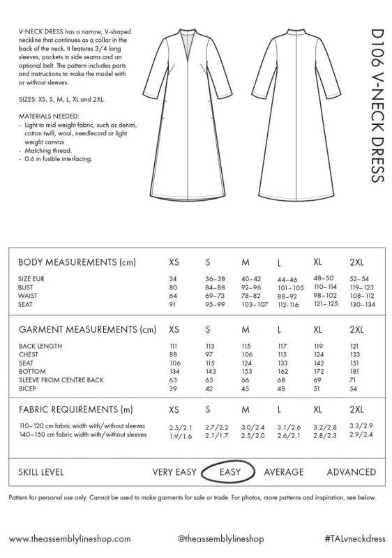 CLOTH Dublin The Assembly Line V-NECK DRESS PATTERN CLOTH Dublin