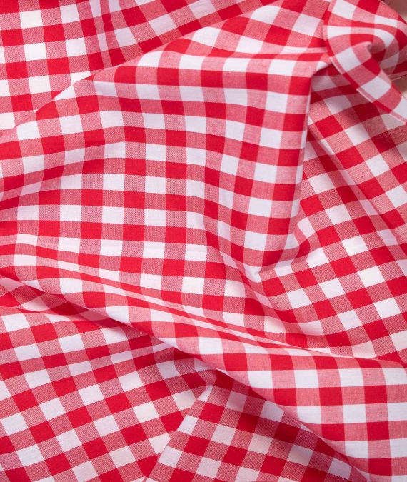 Yarn Dyed Cotton Fabric - Gingham - Red