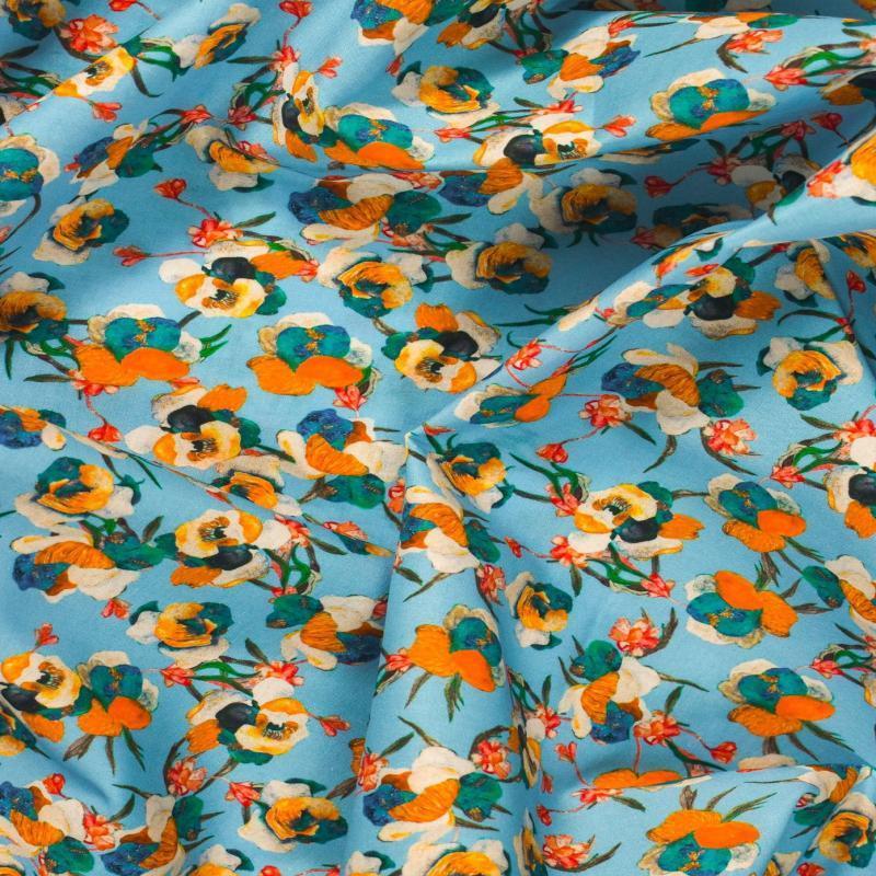 Printed Cotton Lawn Fabric - Spring Oranges