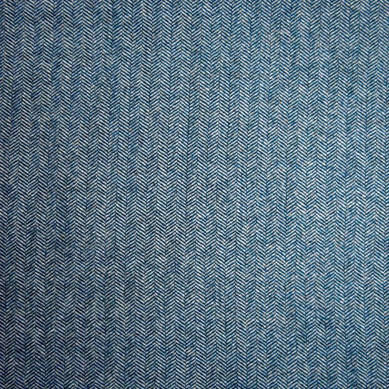 Irish Wool Tweed Fabric - Herringbone - Steel Blue