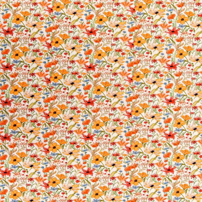 Printed Cotton Lawn Fabric - Cosmos Orange