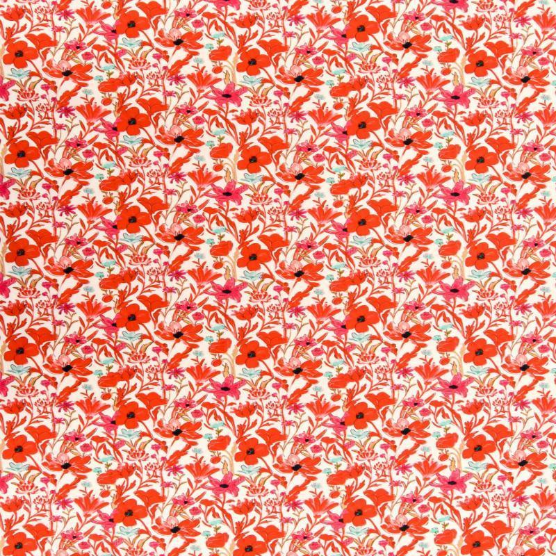 Printed Cotton Lawn Fabric - Cosmos Red