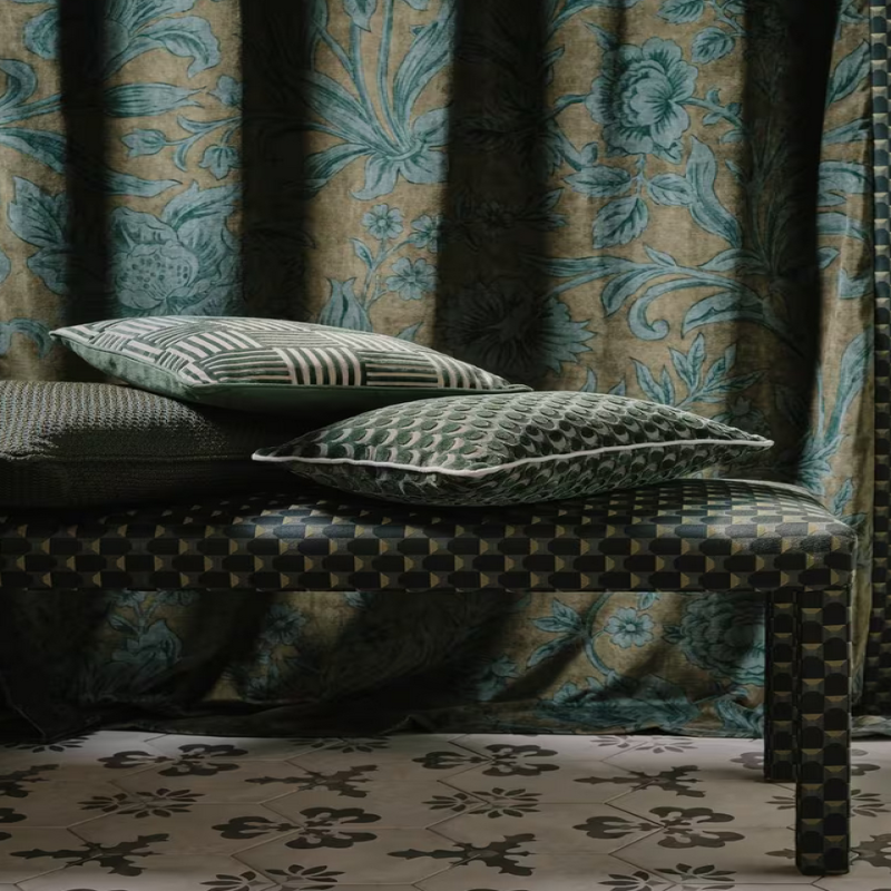 Ottoman Spot Cut Velvet in Scarab 07902101J