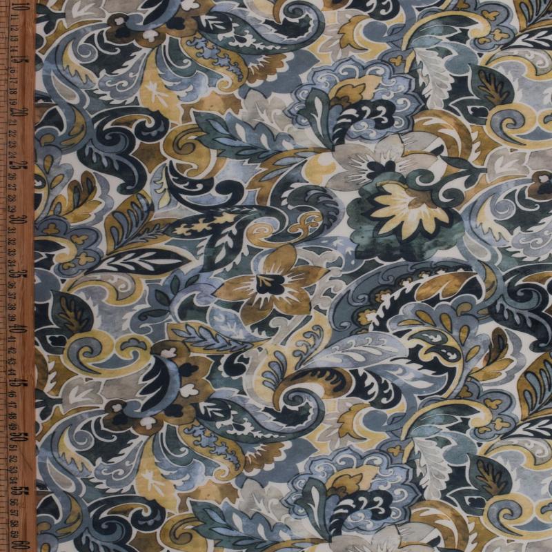 Printed Cotton Lawn Fabric - Painterly Paisley