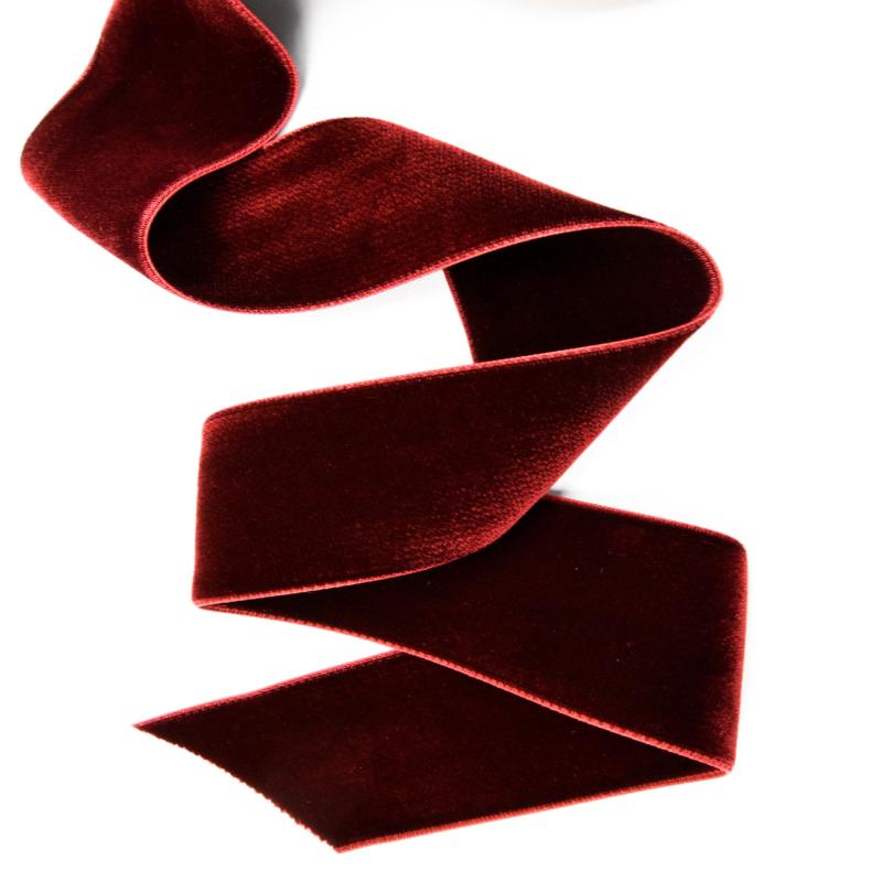 Double Velvet Ribbon Deep Red 48 mm