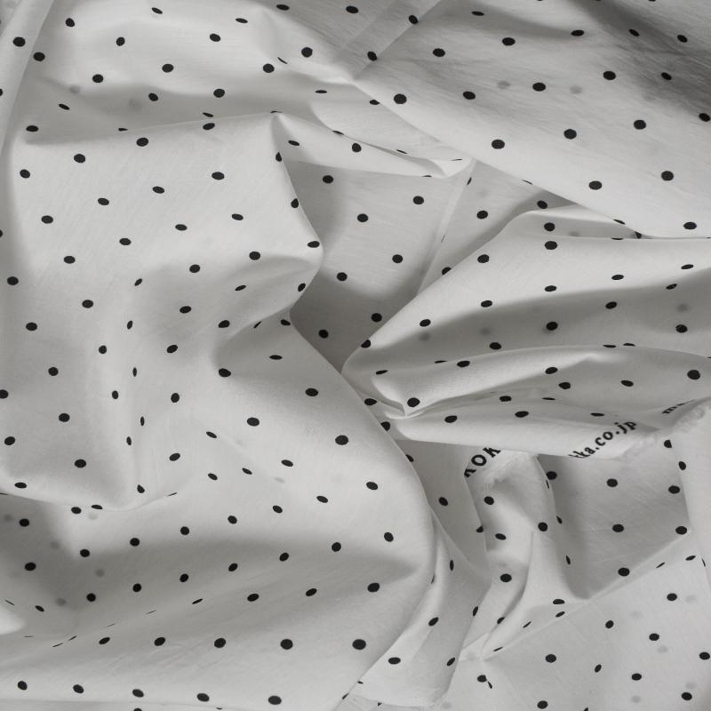 Japanese Kokka Cotton Lawn Fabric - Dot White