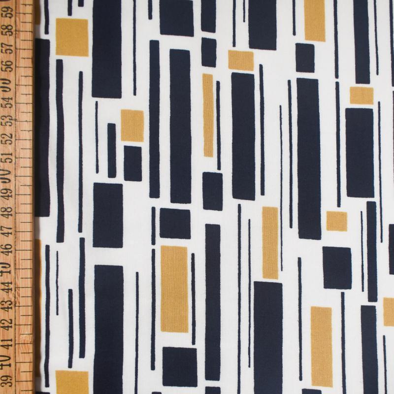 Japanese Kokka Cotton Lawn Fabric - Revolution Corn Navy