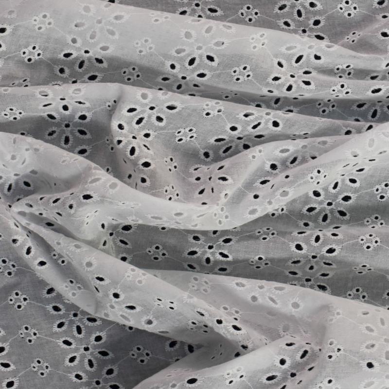 Cotton Broderie Anglaise Lawn Fabric - Ivory