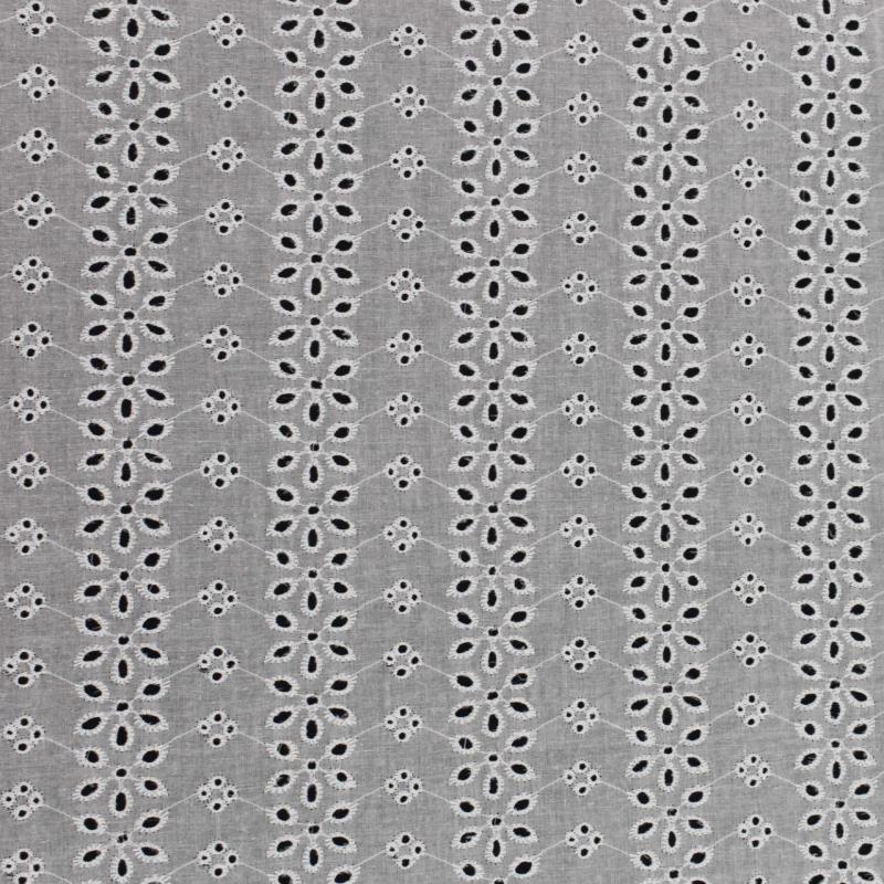 Cotton Broderie Anglaise Lawn Fabric - Ivory