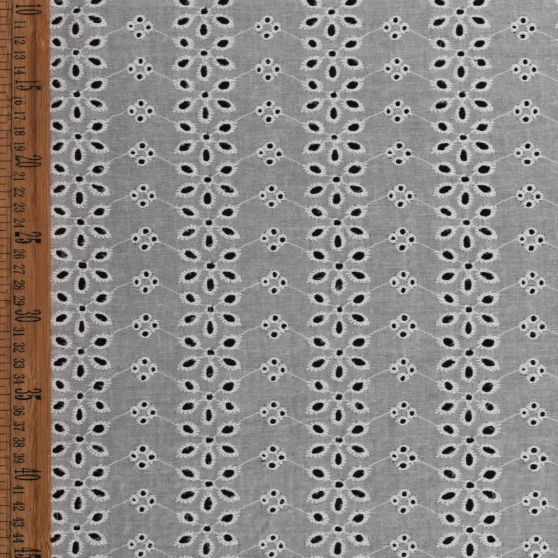 Cotton Broderie Anglaise Lawn Fabric - Ivory