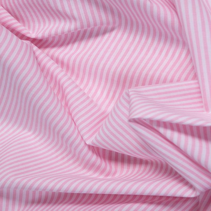Striped Cotton Chambray Fabric - Pink and White
