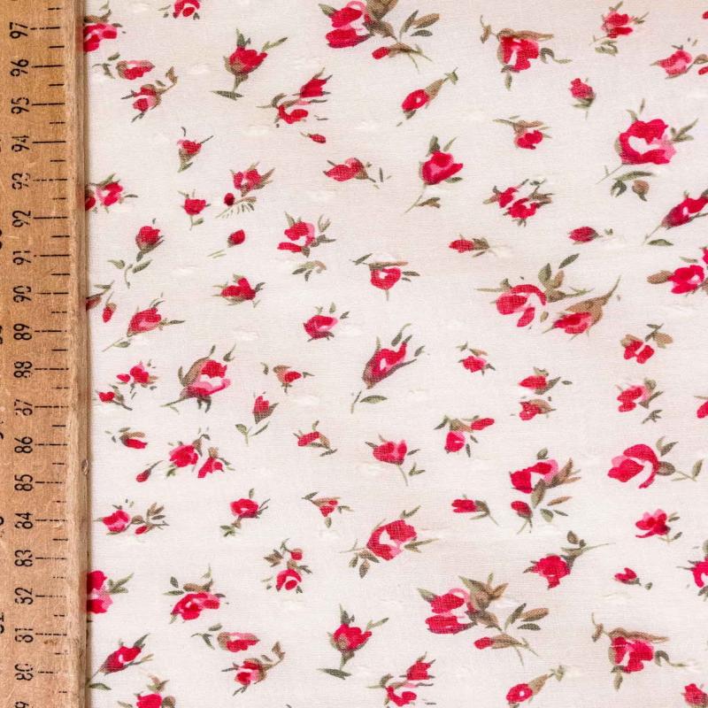 Cotton Lawn Fabric - Dotted Swiss - Little Rosebud