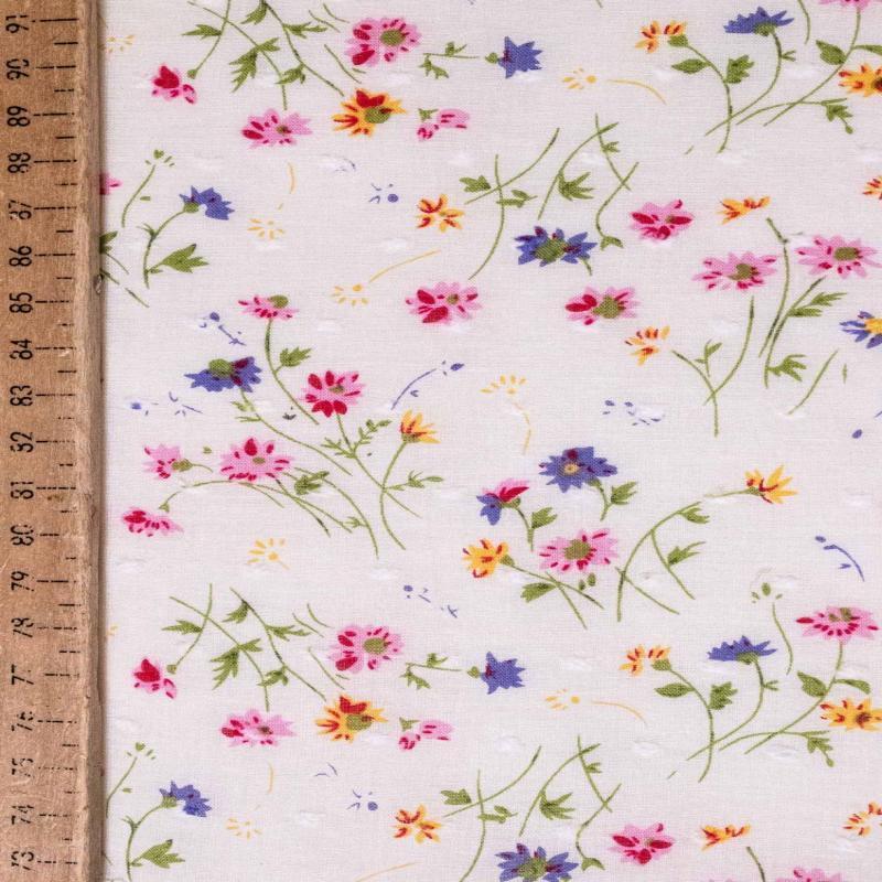 Cotton Lawn Fabric - Dotted Swiss - Little Wildflowers